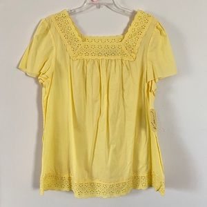 Yellow Floral Crochet Blouse